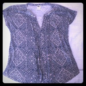 Pleated  v neck lucky brand top